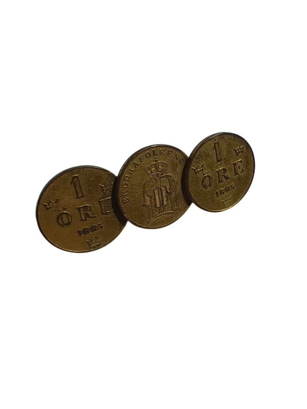 Vintage Swedish 1 Ore Coin Brooch 1885 Ekornafolkens Design Pin
